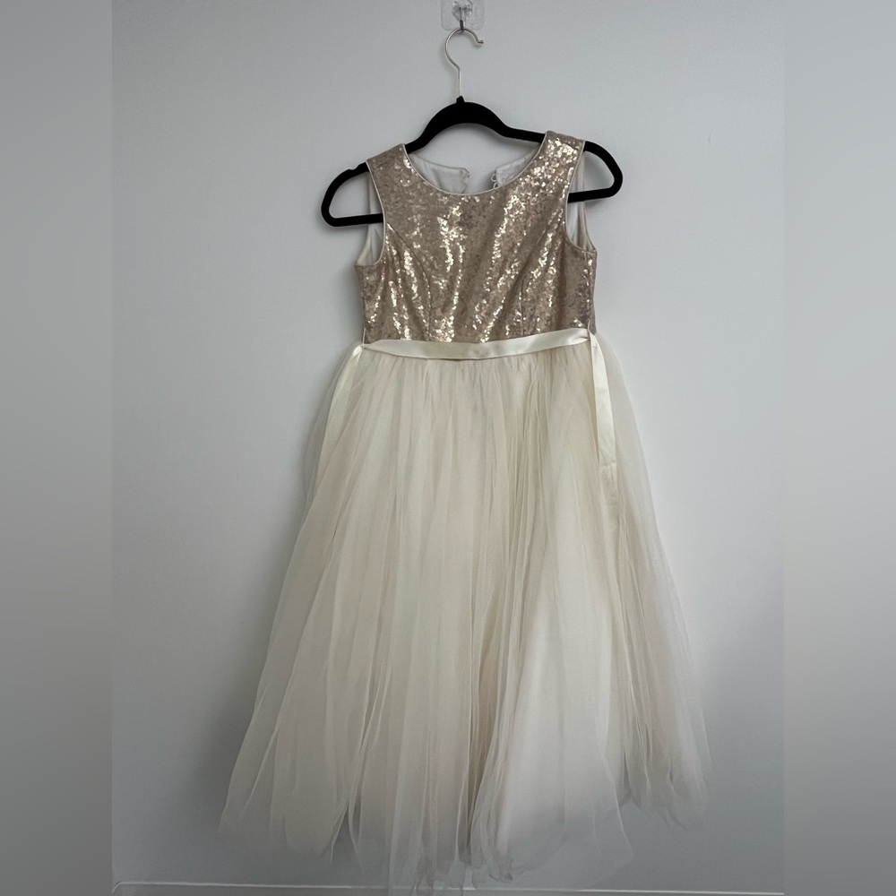David’s Bridal Heart Sequin & Tulle Flower Girl Gown